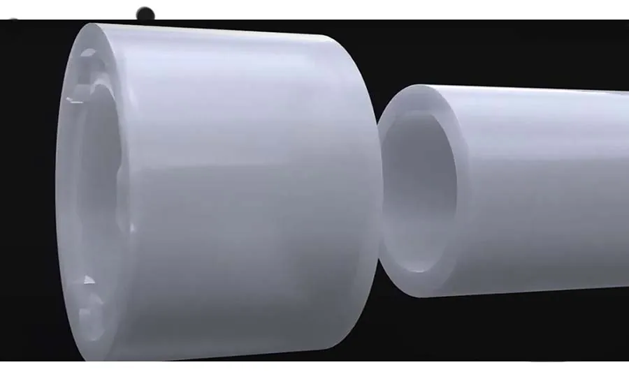 PEX-A expansion ring connection close-up, from our Laguna Beach guide: Chloramine and Your Pipes